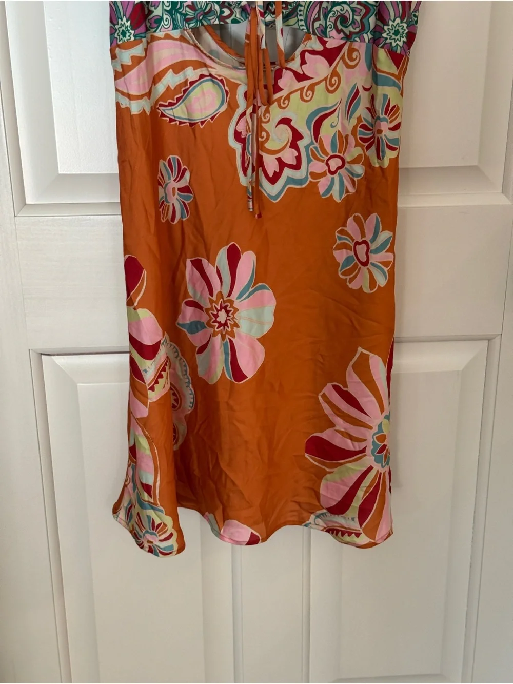 Free People Bali Daphne Slip Dress Floral Cutout Tie Front Mini 25983